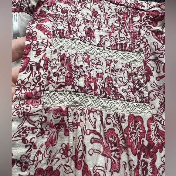 Anthropologie Red Cream Floral Georgina Dress by Maeve XS - Picture 9 of 16